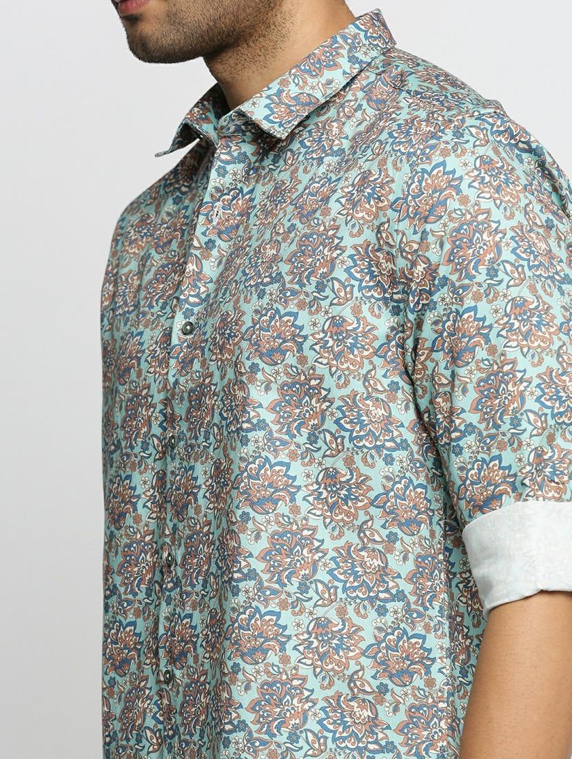 green cotton blend casual shirt - 20598645 - Standard Image - 5