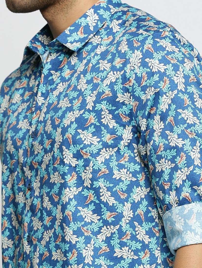 blue cotton blend casual shirt - 20598649 -  Standard Image - 5