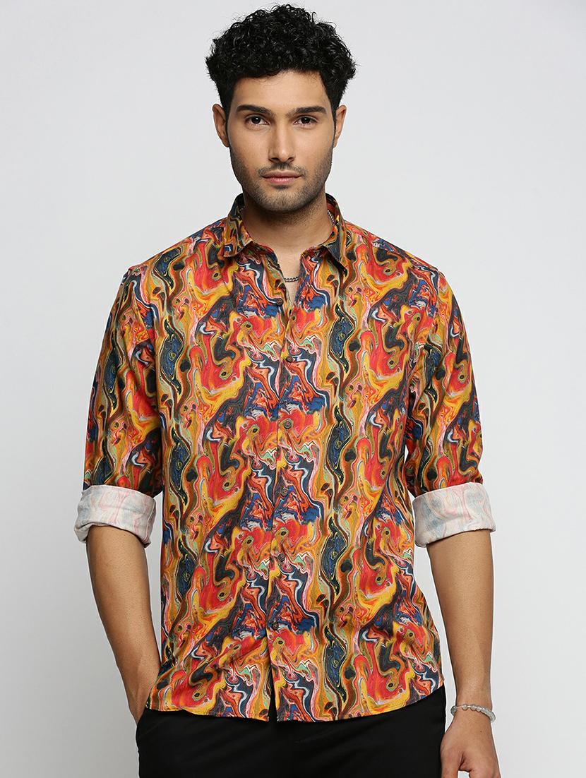 orange cotton blend casual shirt - 20598652 - Zoom Image - 0