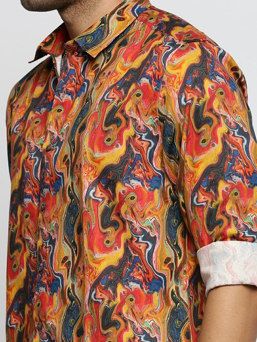 orange cotton blend casual shirt - 20598652 - Standard Image - 5