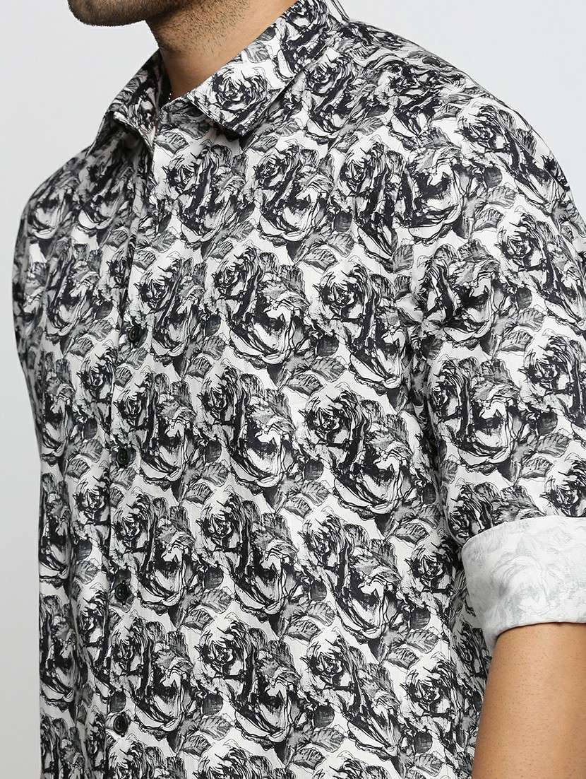 black cotton blend casual shirt - 20598657 -  Standard Image - 5