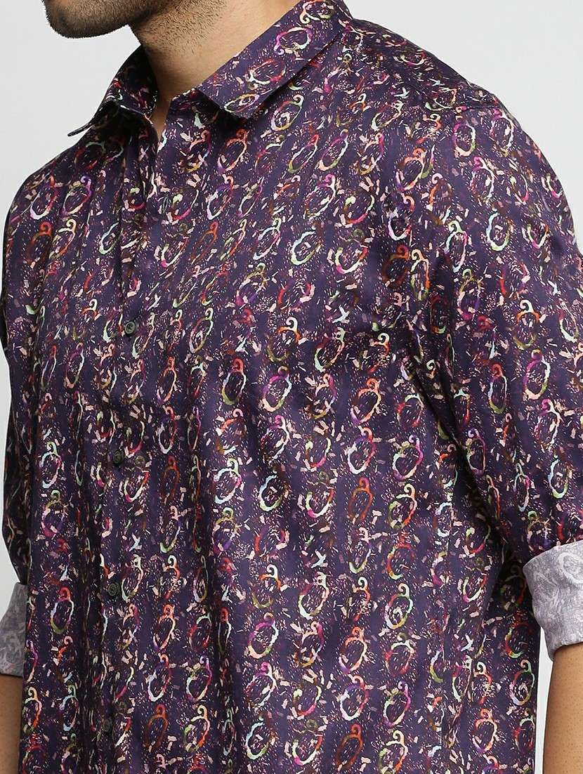 purple cotton blend casual shirt - 20598658 -  Standard Image - 5
