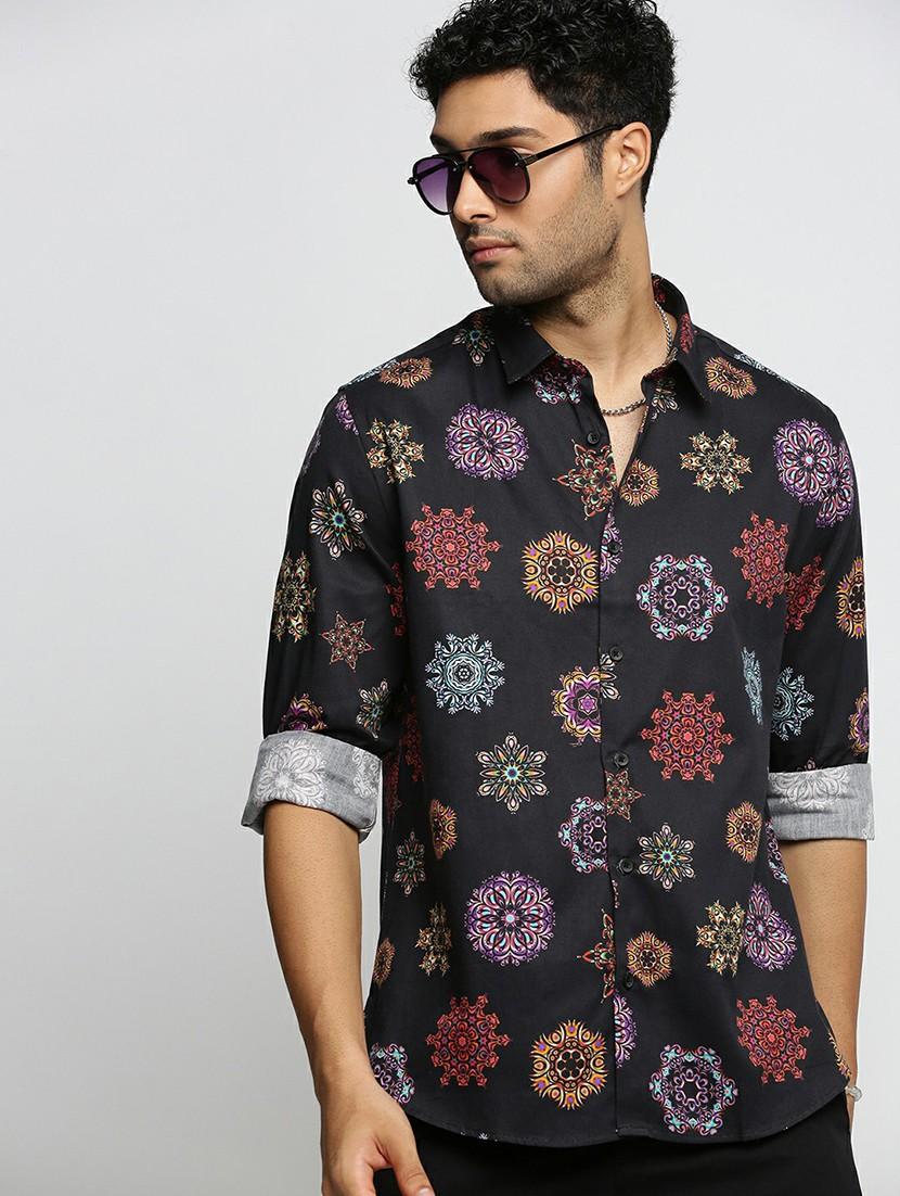 black cotton blend casual shirt - 20598659 - Standard Image - 3