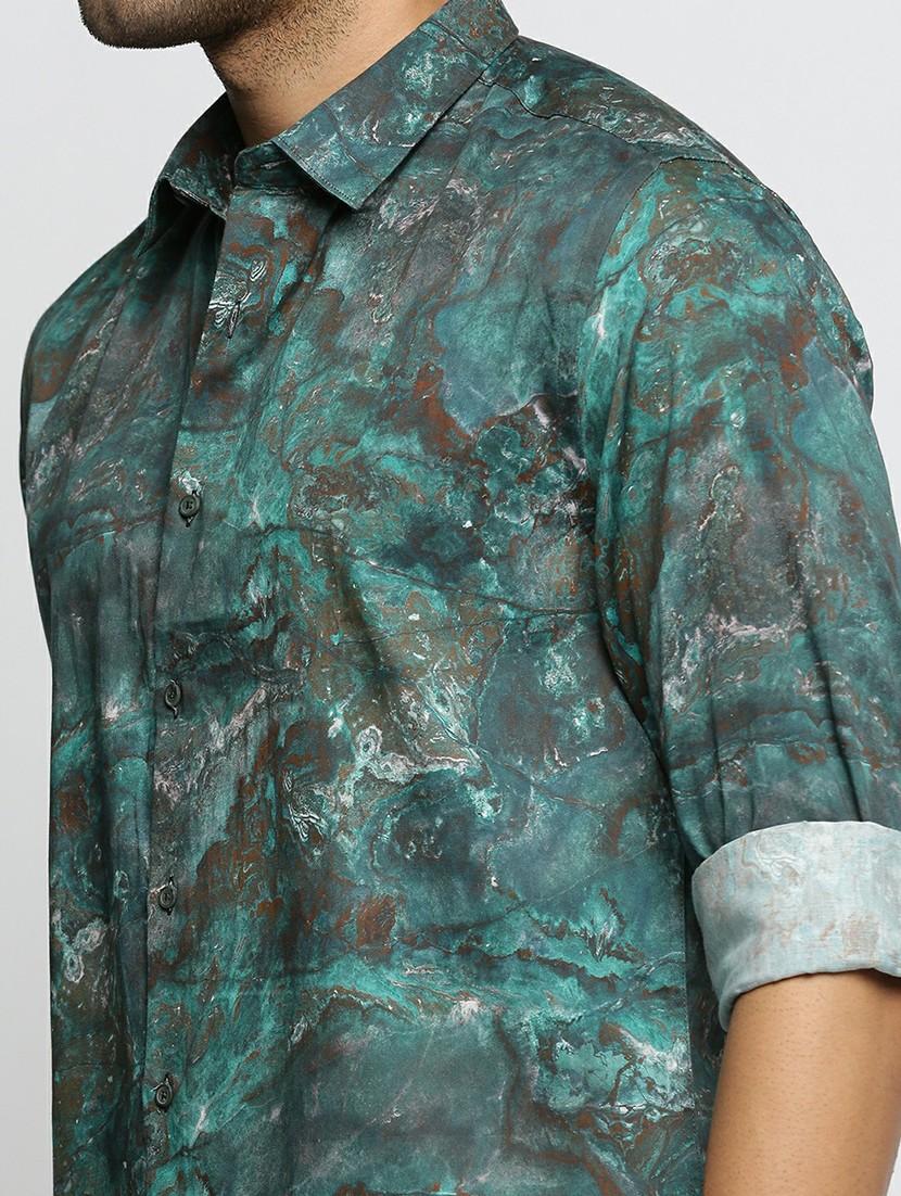 green cotton blend casual shirt - 20598666 - Standard Image - 5