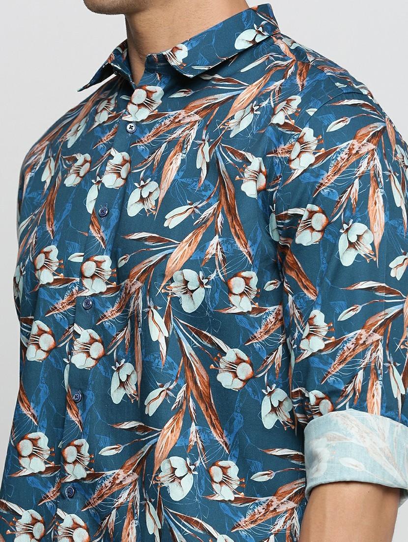 teal cotton blend casual shirt - 20598670 - Standard Image - 5