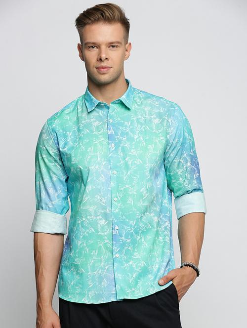 turquoise cotton blend casual shirt - 20598672 -  Standard Image - 0