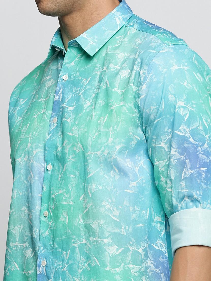 turquoise cotton blend casual shirt - 20598672 - Standard Image - 5