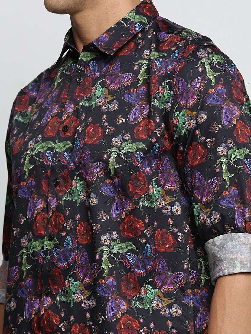 black cotton blend casual shirt - 20598673 -  Standard Image - 5
