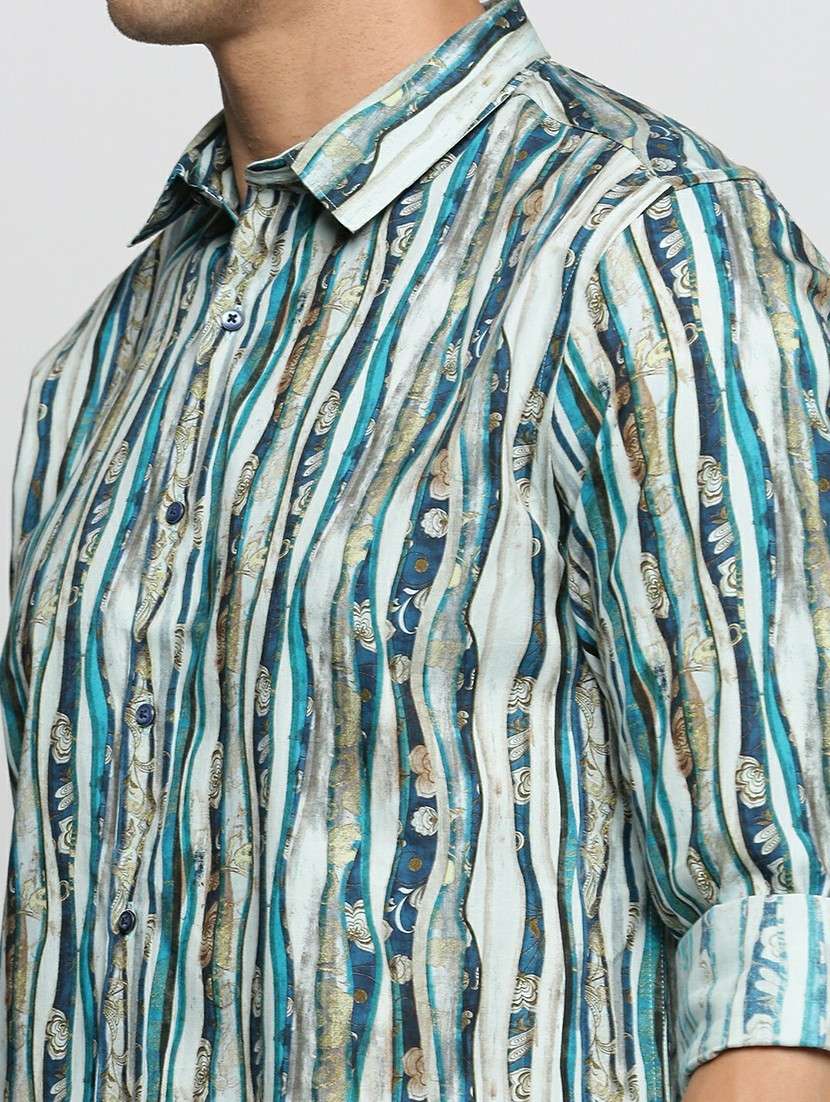 blue cotton blend casual shirt - 20598680 - Standard Image - 5