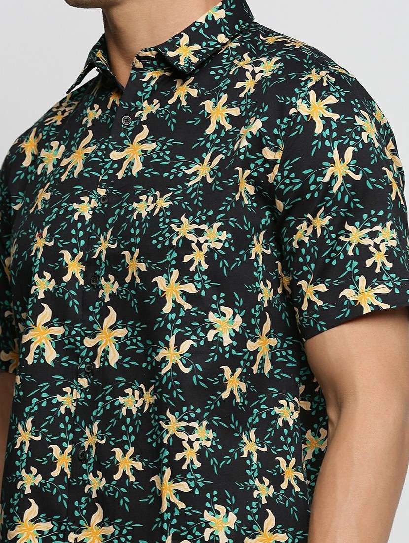 black cotton blend casual shirt - 20598682 -  Standard Image - 5