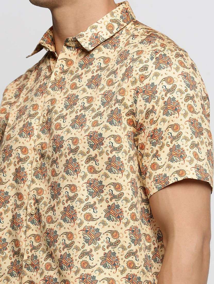 cream cotton blend casual shirt - 20598683 -  Standard Image - 5