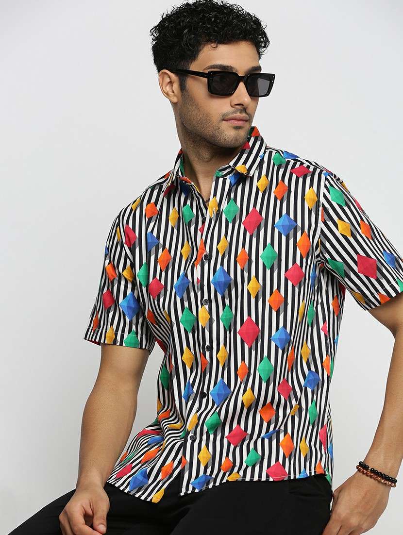 multi colored cotton blend casual shirt - 20598686 -  Standard Image - 3