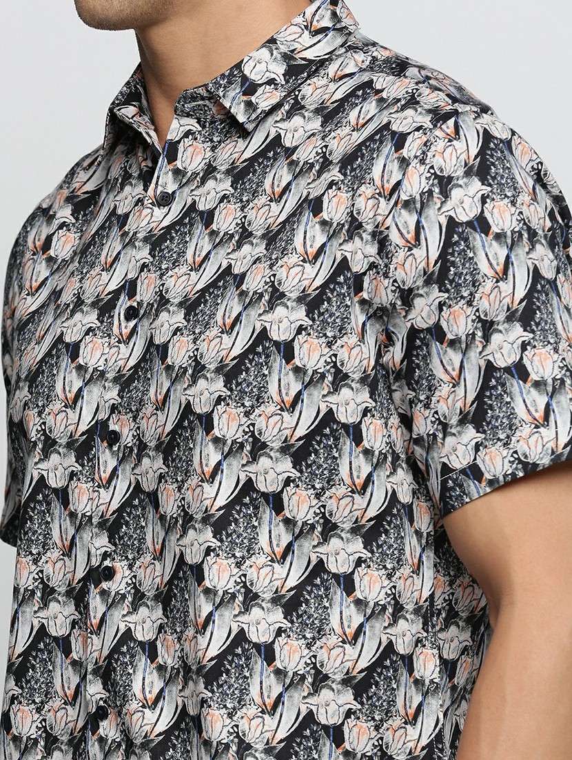 black cotton blend casual shirt - 20598688 -  Standard Image - 5