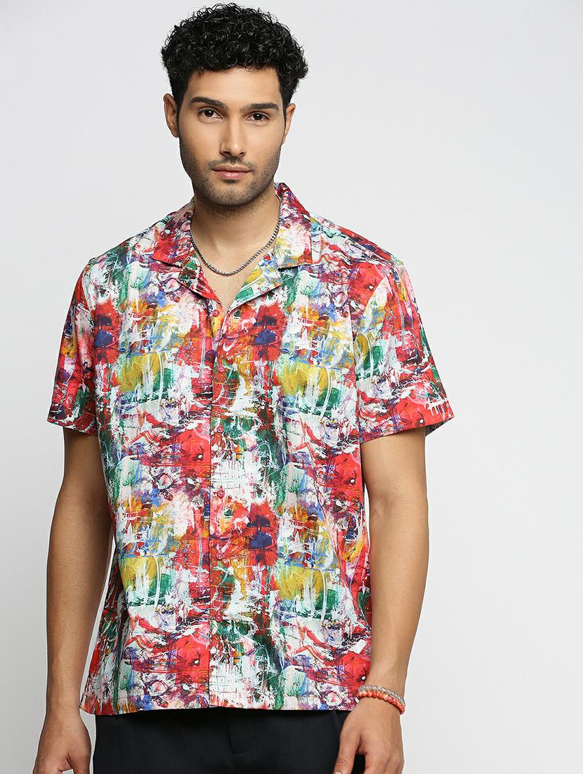 coral cotton blend casual shirt - 20598700 - Zoom Image - 0
