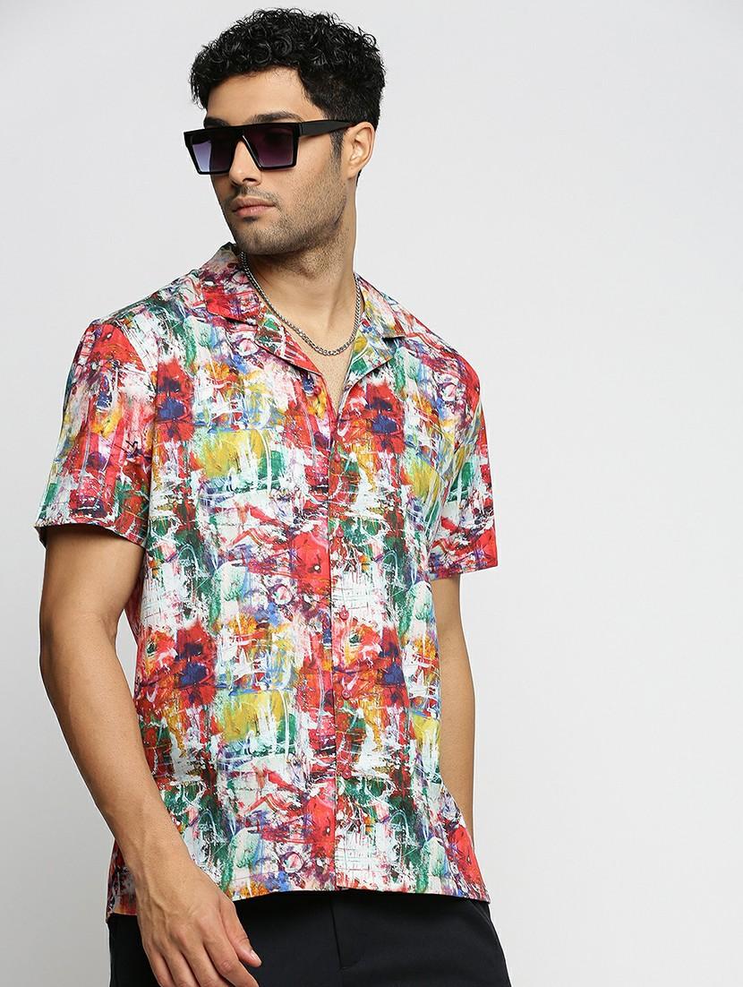 coral cotton blend casual shirt - 20598700 - Standard Image - 3