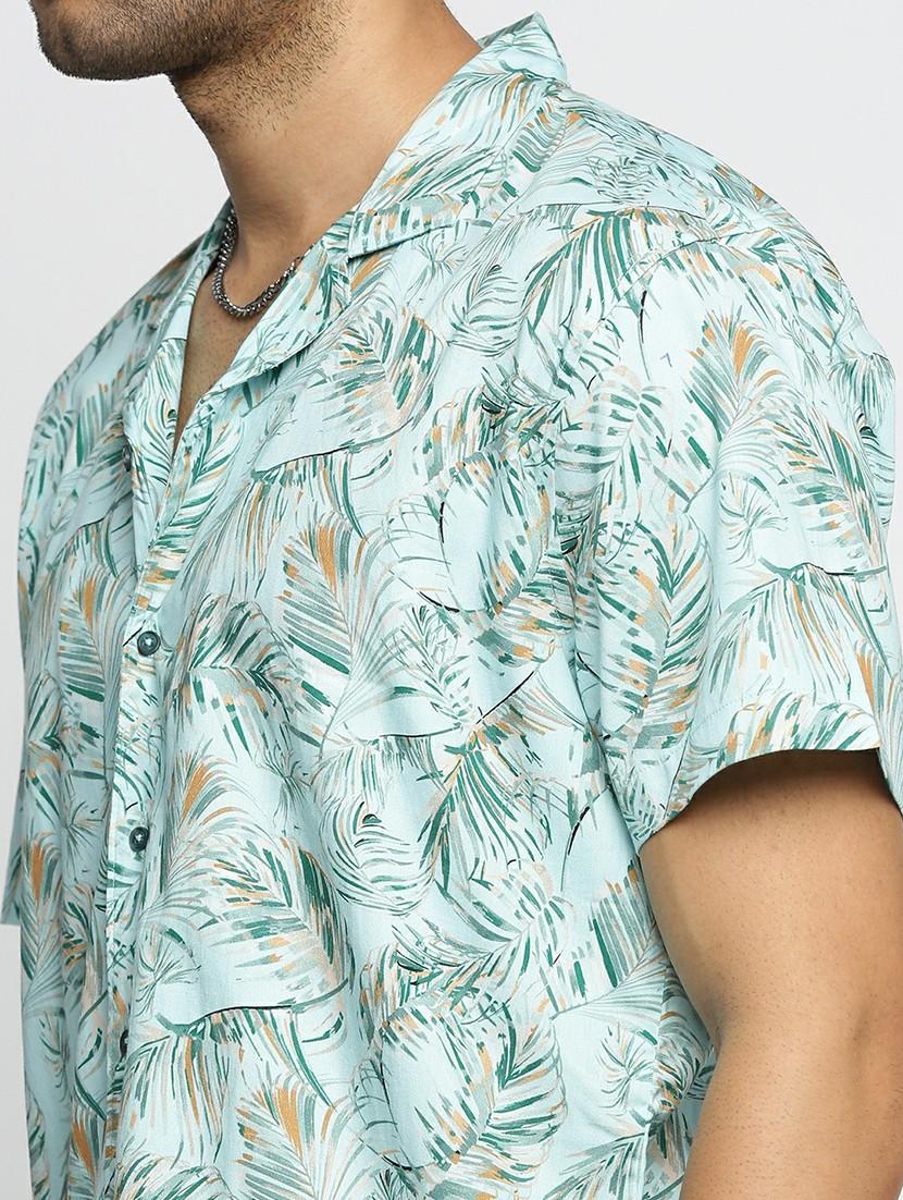 sea green cotton blend casual shirt - 20598704 - Standard Image - 5