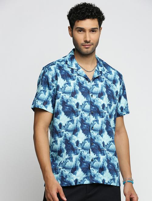 teal cotton blend casual shirt - 20598705 -  Standard Image - 0
