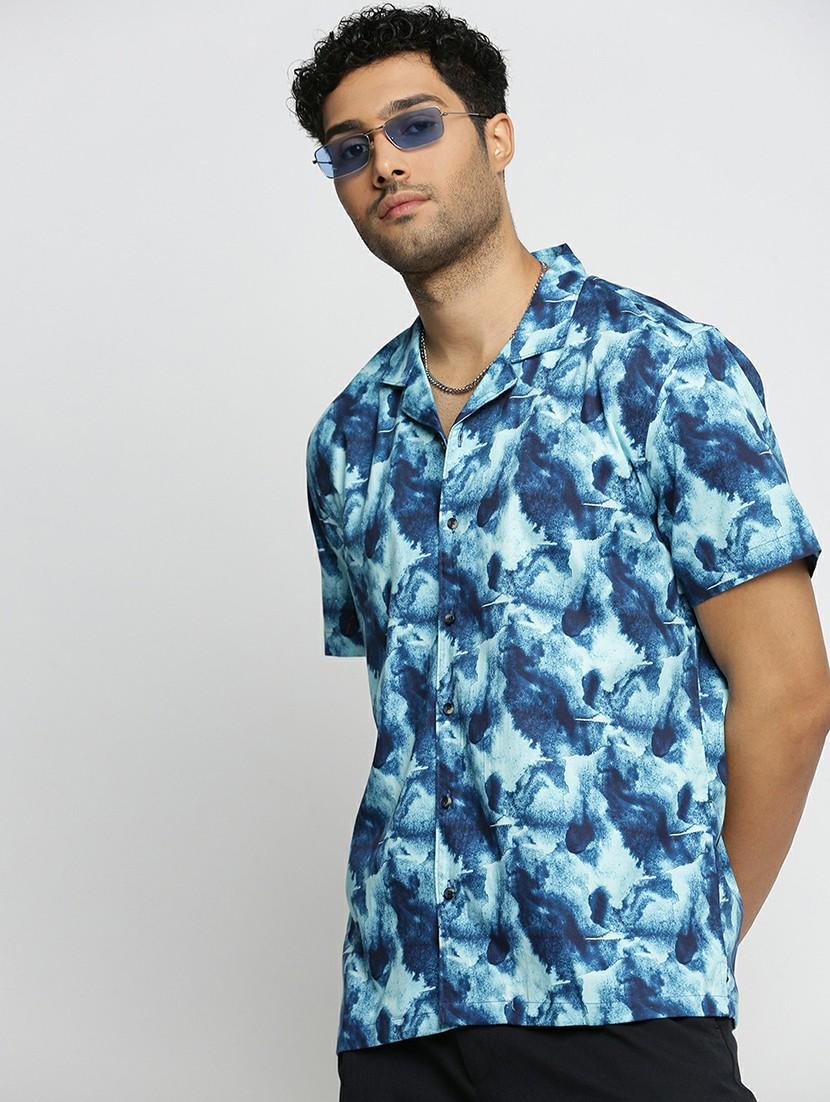teal cotton blend casual shirt - 20598705 - Standard Image - 3