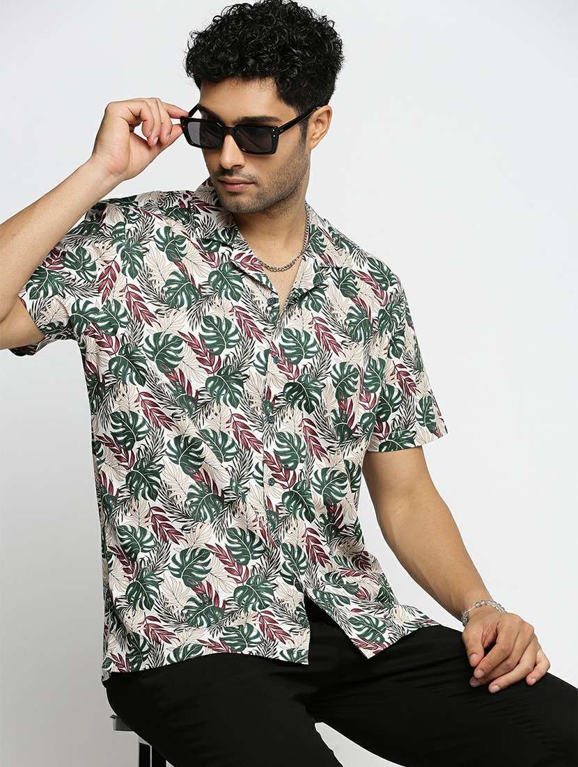 green cotton blend casual shirt - 20598706 -  Standard Image - 3