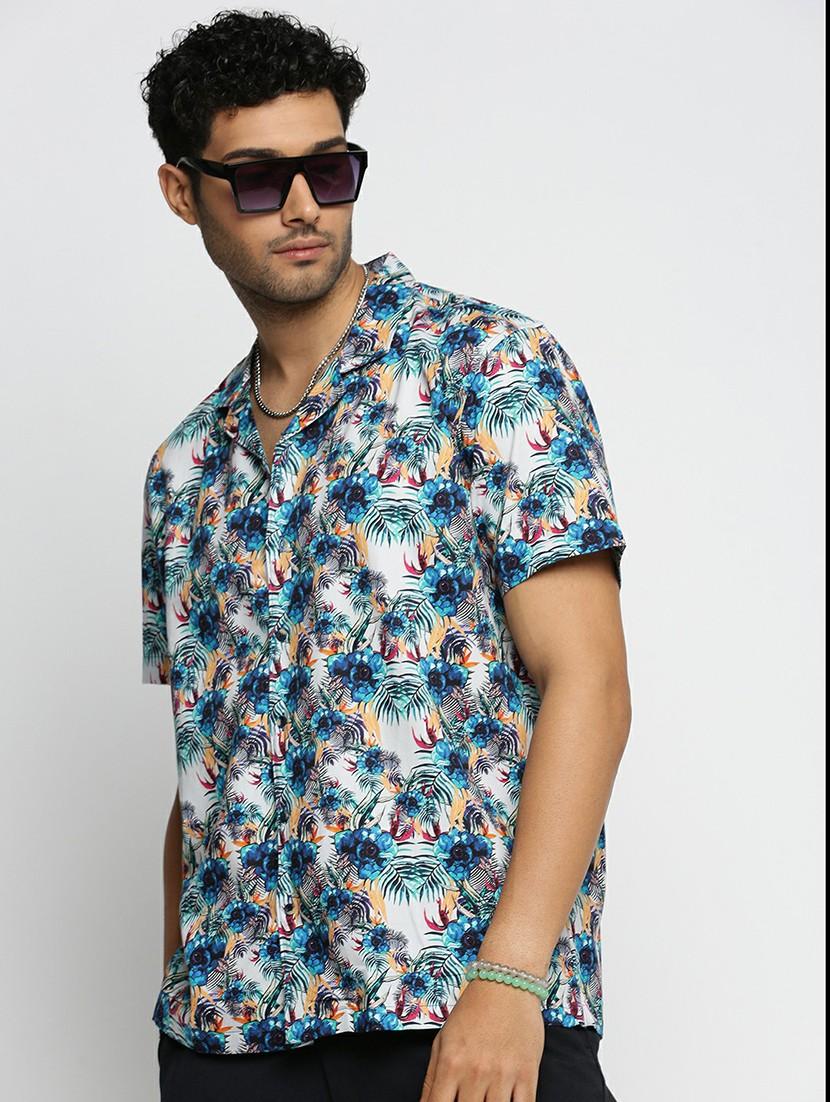 blue cotton blend casual shirt - 20598707 - Standard Image - 3
