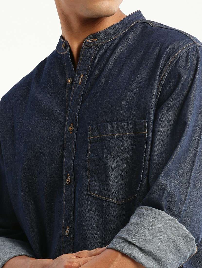 navy blue cotton blend casual shirt - 20598726 - Standard Image - 5