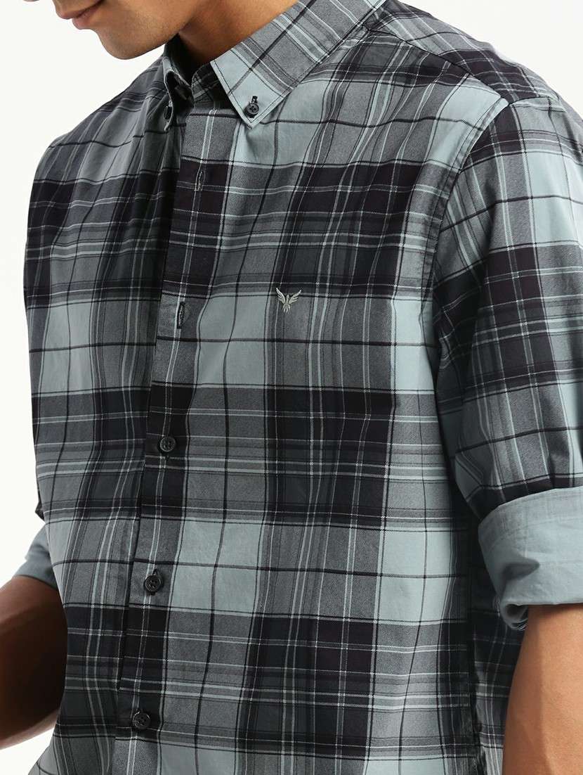 sea green cotton blend casual shirt - 20598731 - Standard Image - 5