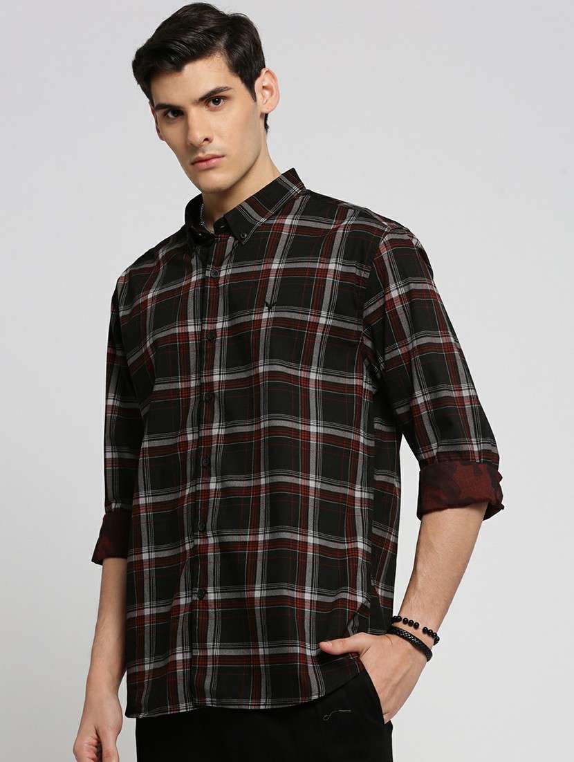 black cotton blend casual shirt - 20598733 -  Standard Image - 3