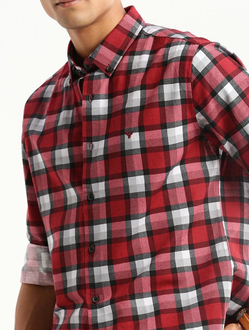 maroon cotton blend casual shirt - 20598737 - Standard Image - 5