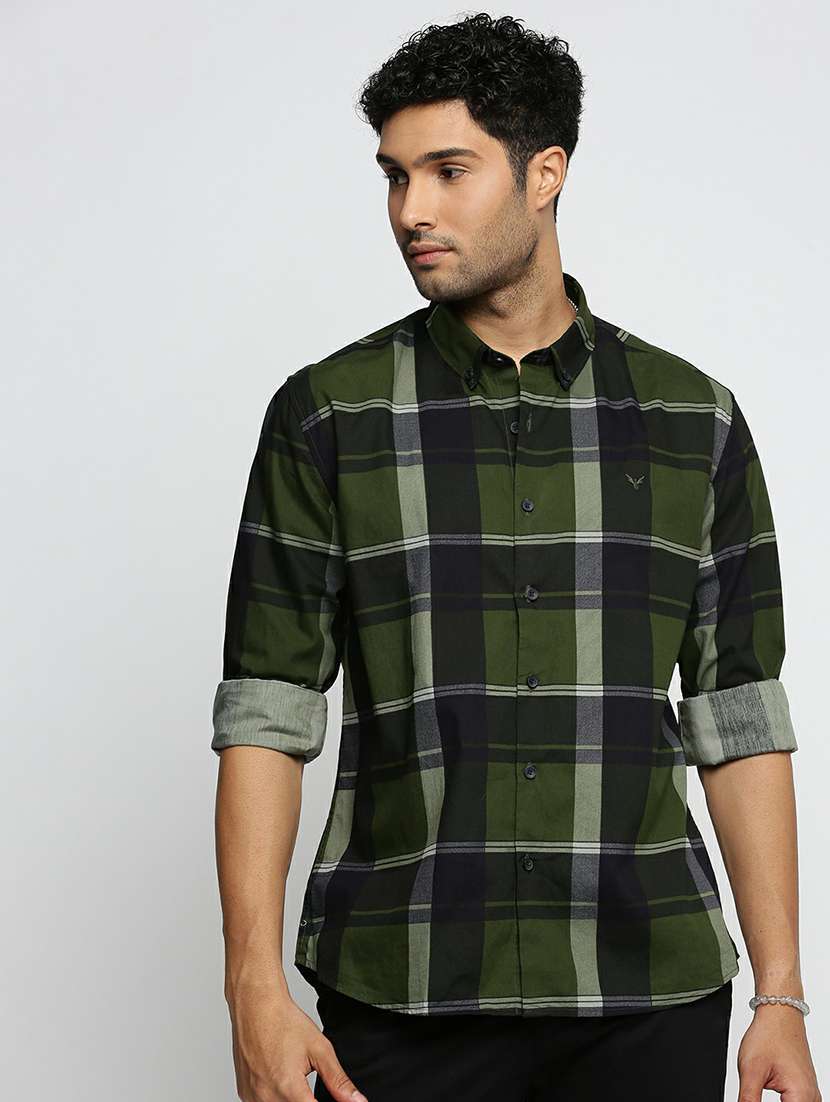 men green regular fit checkered casual shirt - 20598740 - Zoom Image - 0