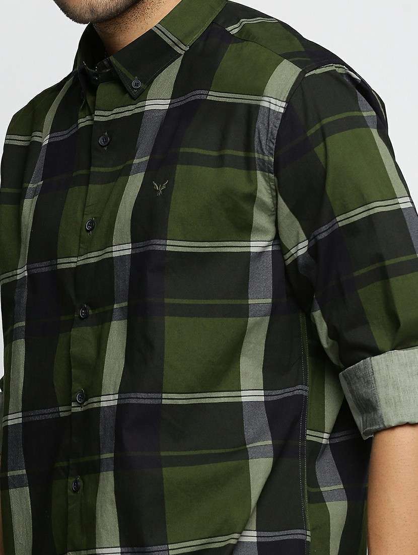 men green regular fit checkered casual shirt - 20598740 - Standard Image - 5