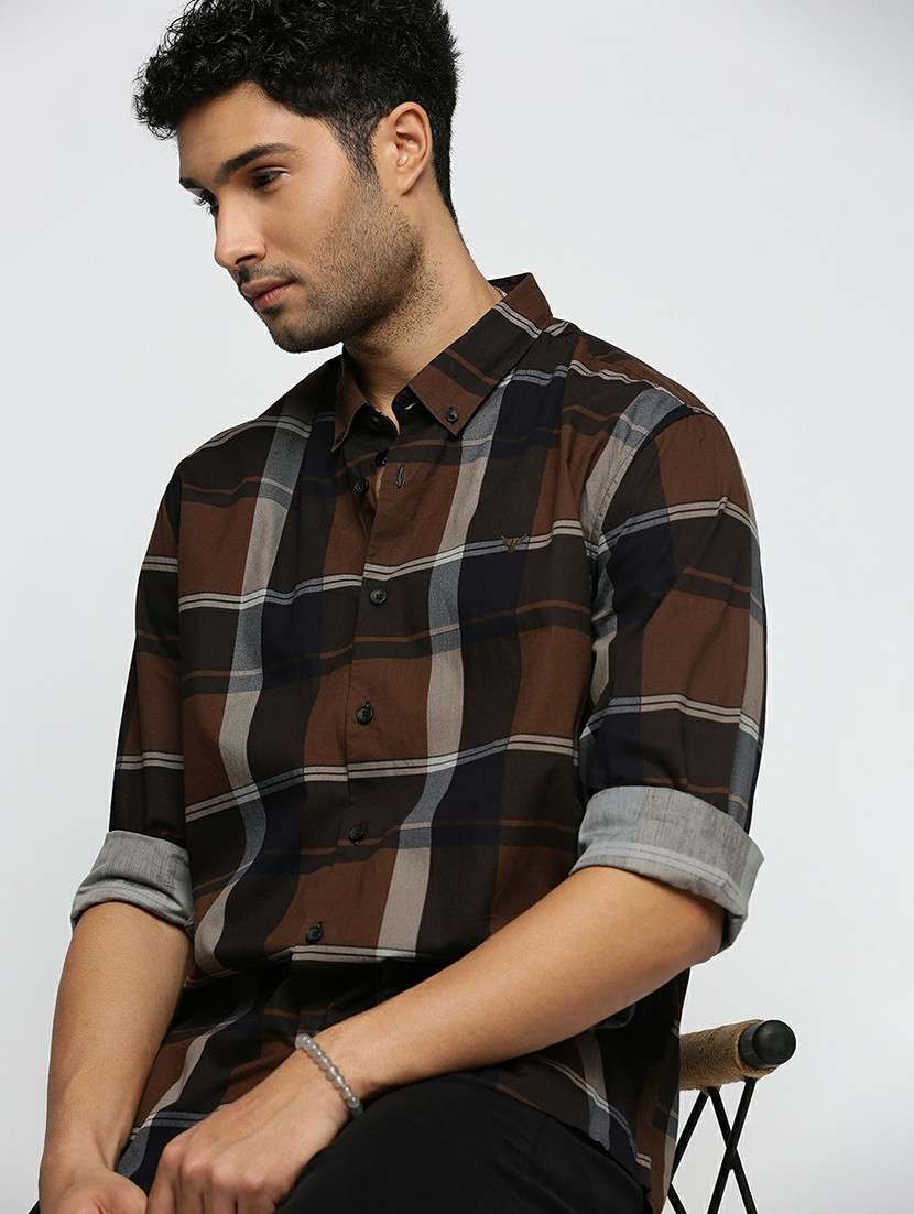 brown cotton blend casual shirt - 20598741 -  Standard Image - 3