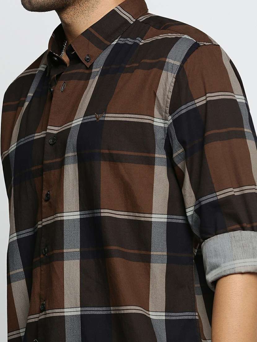 brown cotton blend casual shirt - 20598741 -  Standard Image - 5