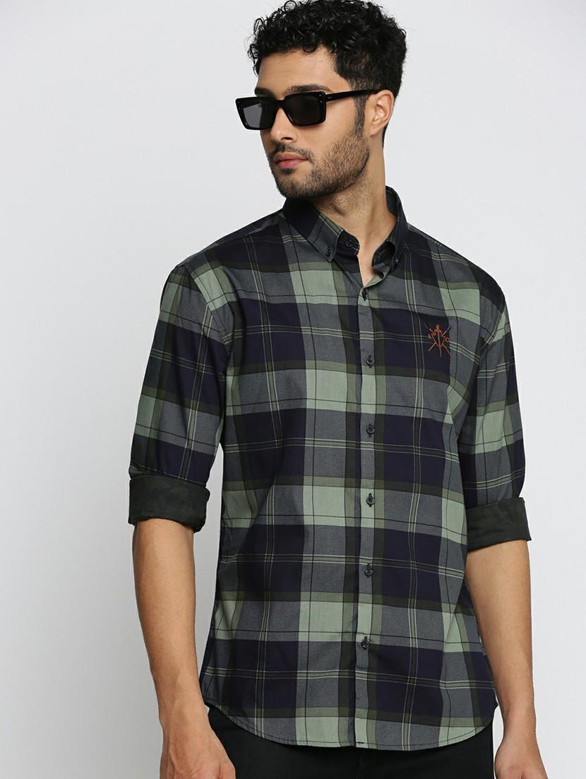 navy blue cotton blend casual shirt - 20598742 - Standard Image - 3