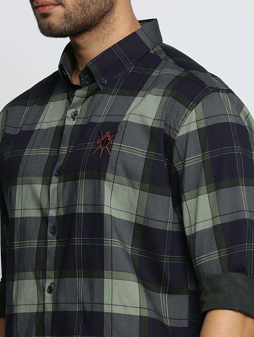 navy blue cotton blend casual shirt - 20598742 - Standard Image - 5