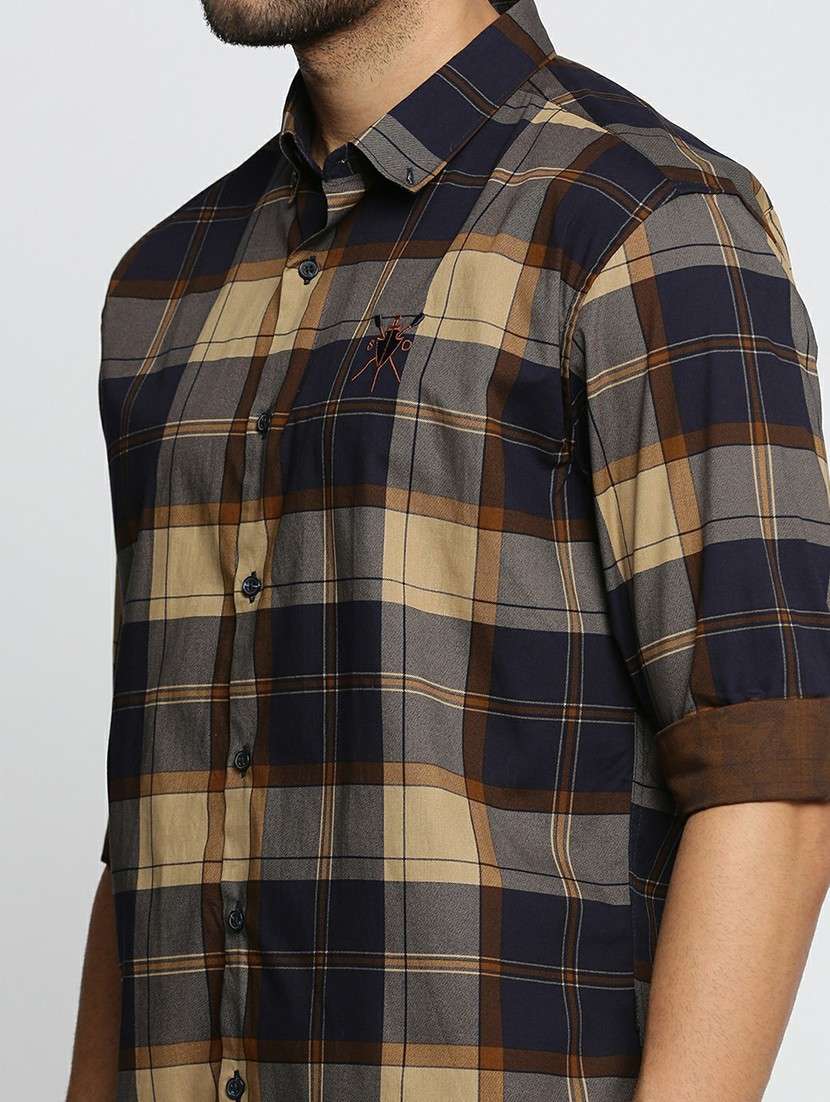 navy blue cotton blend casual shirt - 20598743 - Standard Image - 5