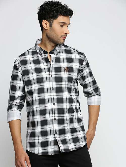 black cotton blend casual shirt - 20598744 -  Standard Image - 0