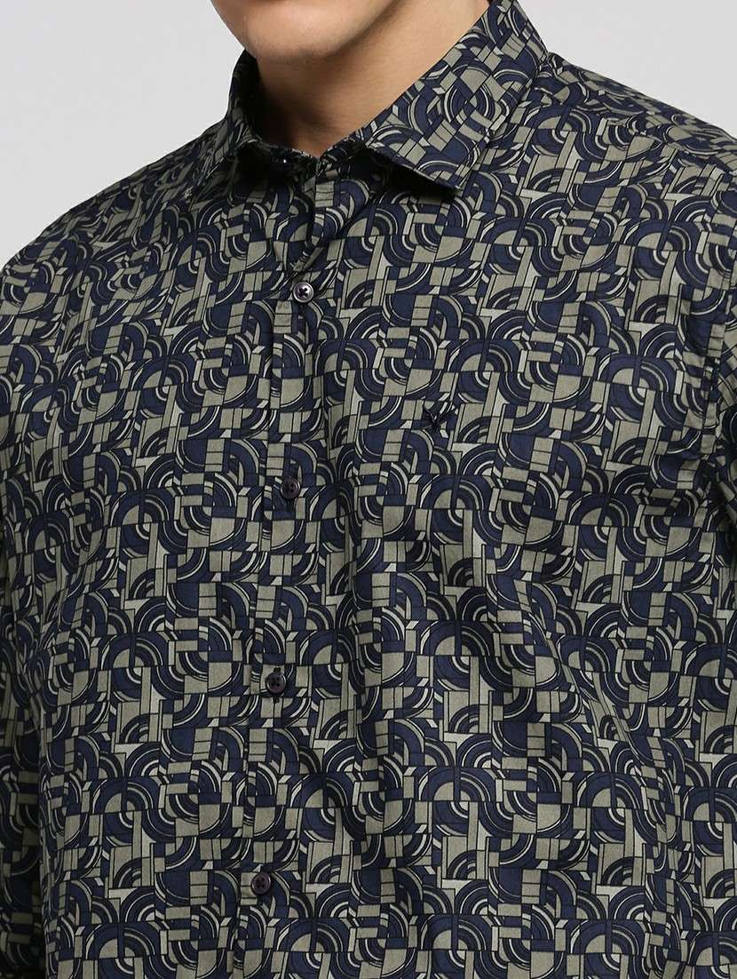 navy blue cotton blend casual shirt - 20598749 -  Standard Image - 5