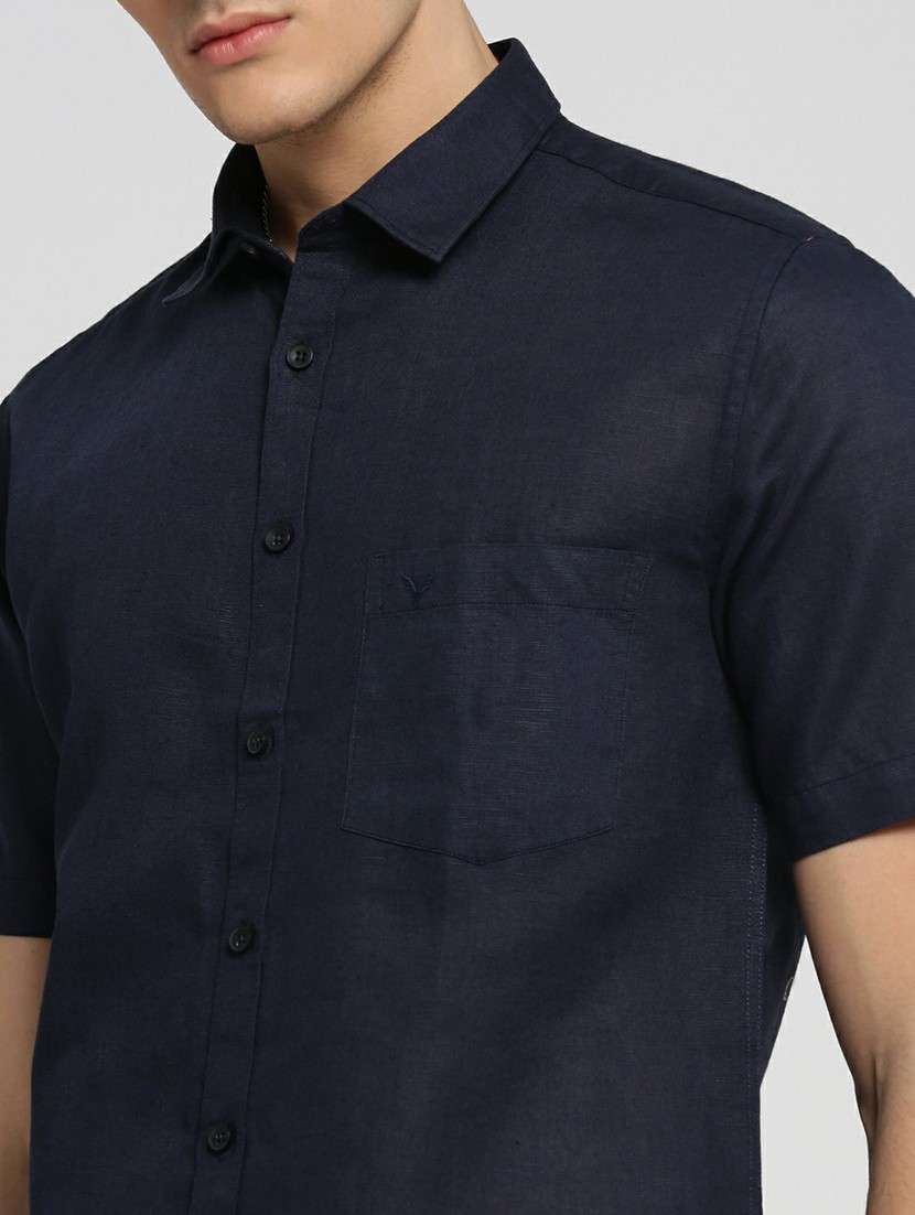 navy blue cotton blend casual shirt - 20598750 -  Standard Image - 5