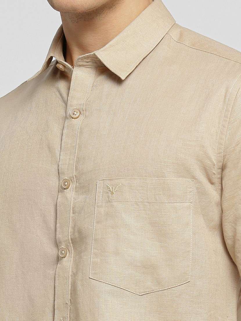 beige cotton blend casual shirt - 20598751 -  Standard Image - 5