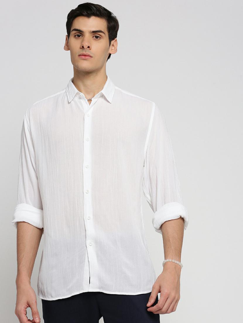 white cotton blend casual shirt - 20598756 - Zoom Image - 0