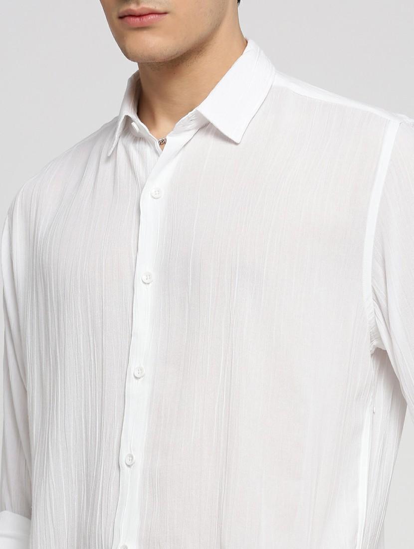 white cotton blend casual shirt - 20598756 - Standard Image - 5