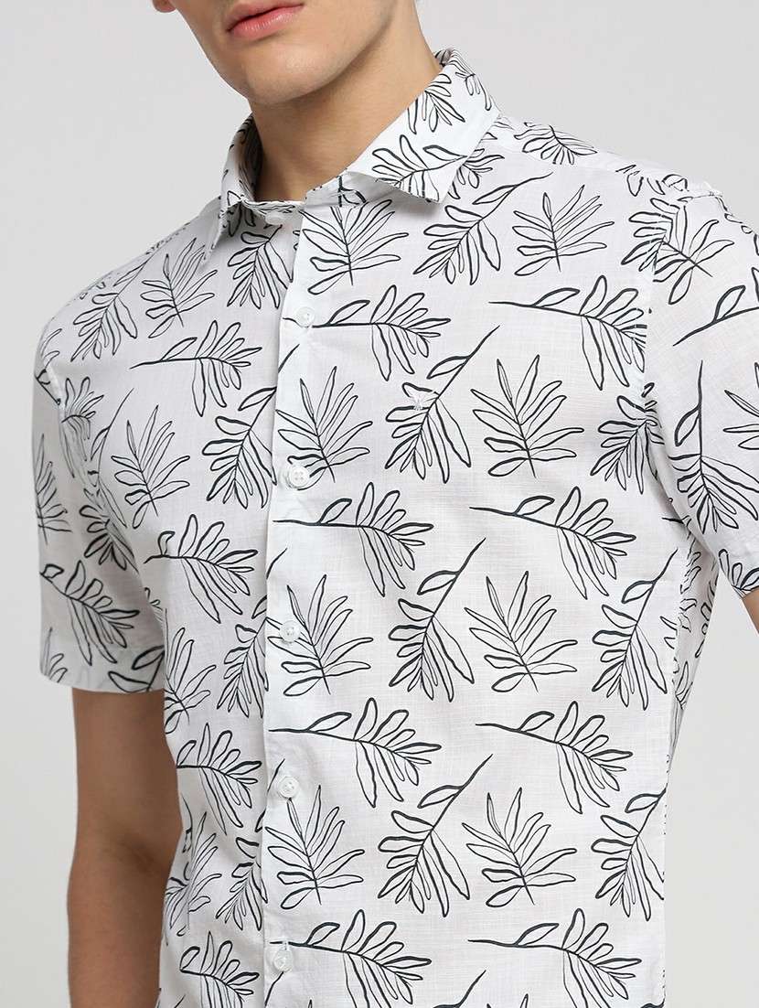 white cotton blend casual shirt - 20598757 -  Standard Image - 5