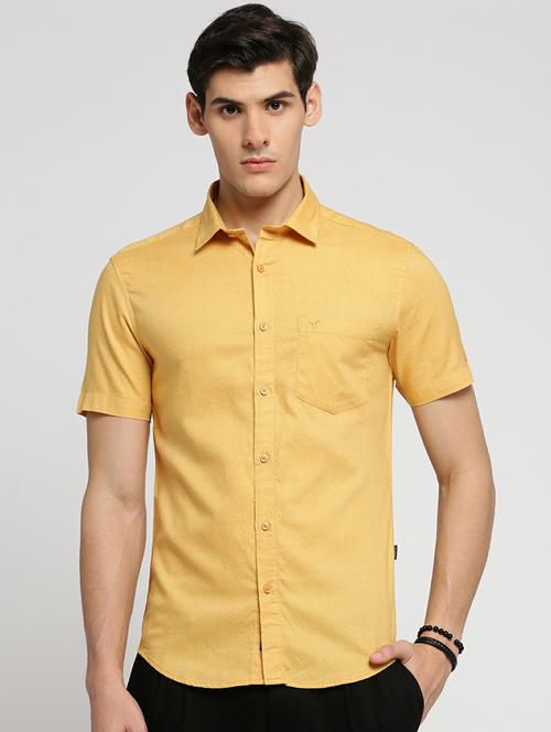 yellow cotton blend casual shirt - 20598758 - Standard Image - 0