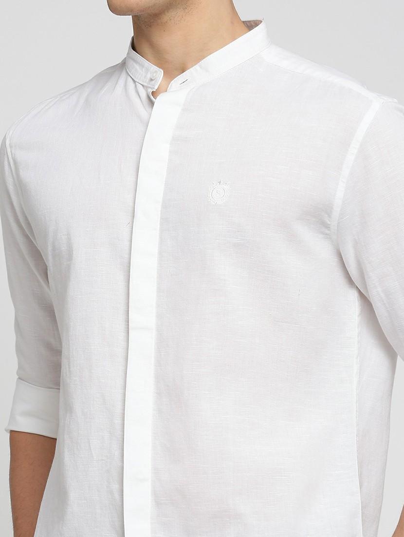 white linen blend casual shirt - 20598765 - Standard Image - 5