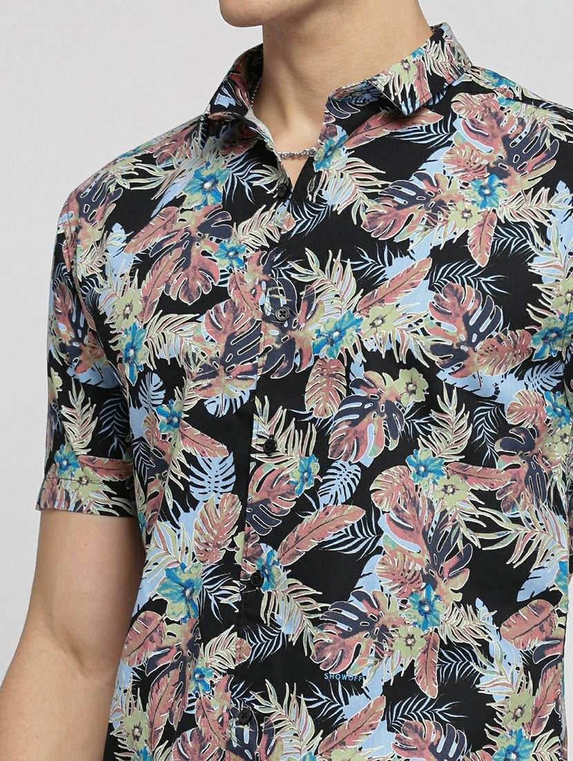 black cotton blend casual shirt - 20598767 -  Standard Image - 5