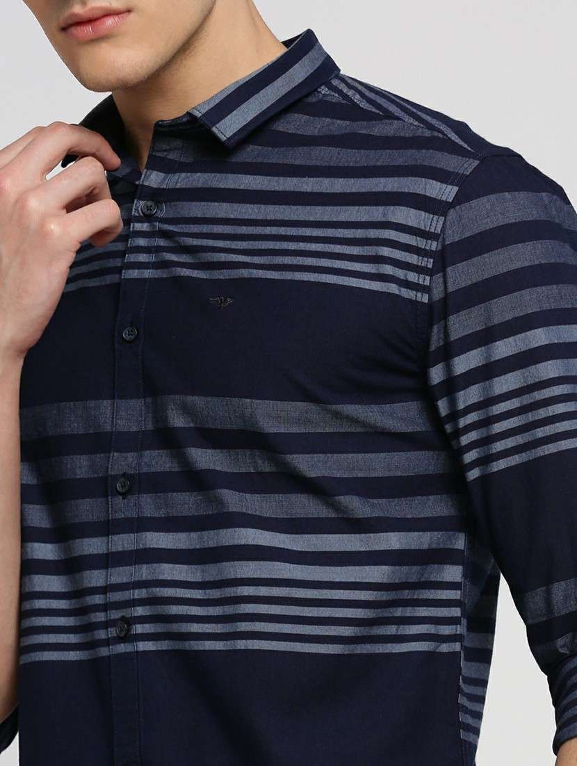 navy blue cotton blend casual shirt - 20598769 - Standard Image - 5