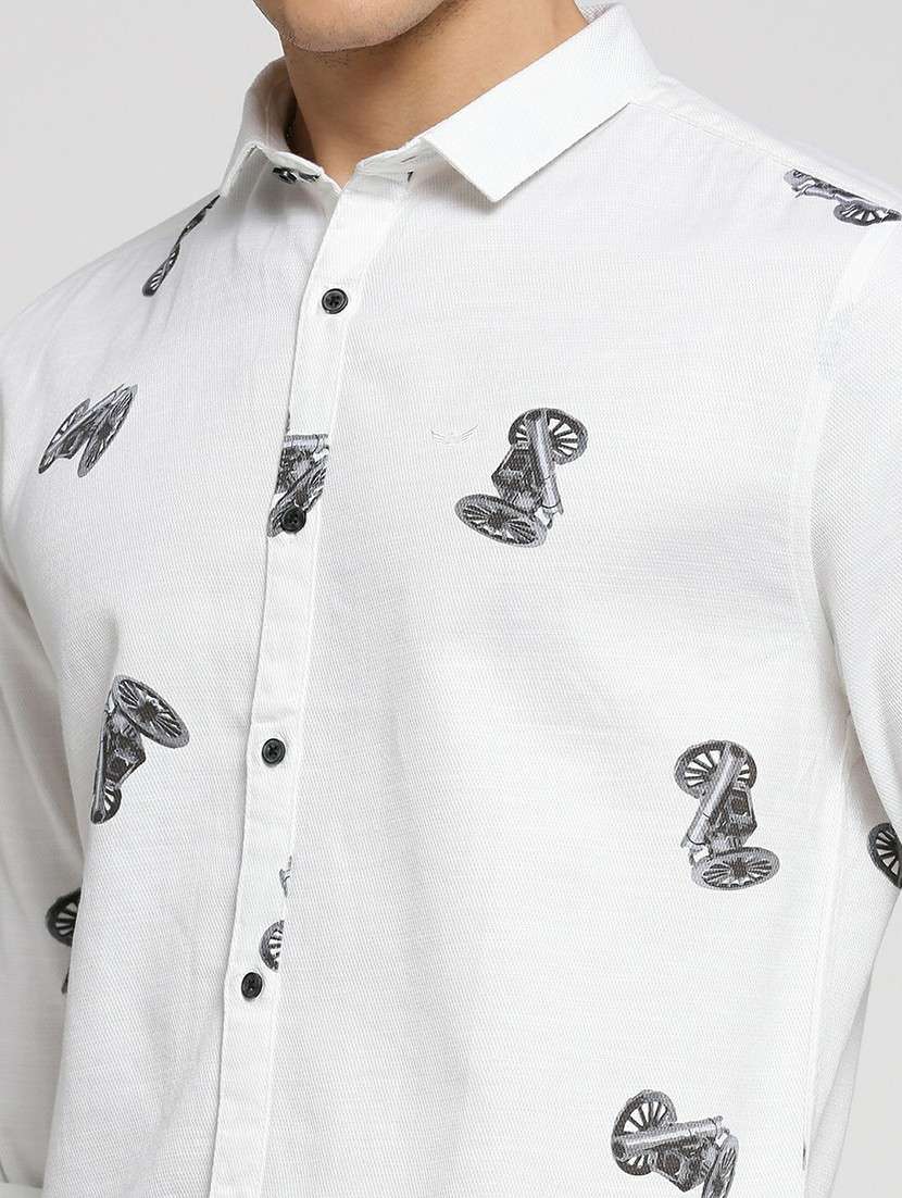 white cotton blend casual shirt - 20598770 -  Standard Image - 5