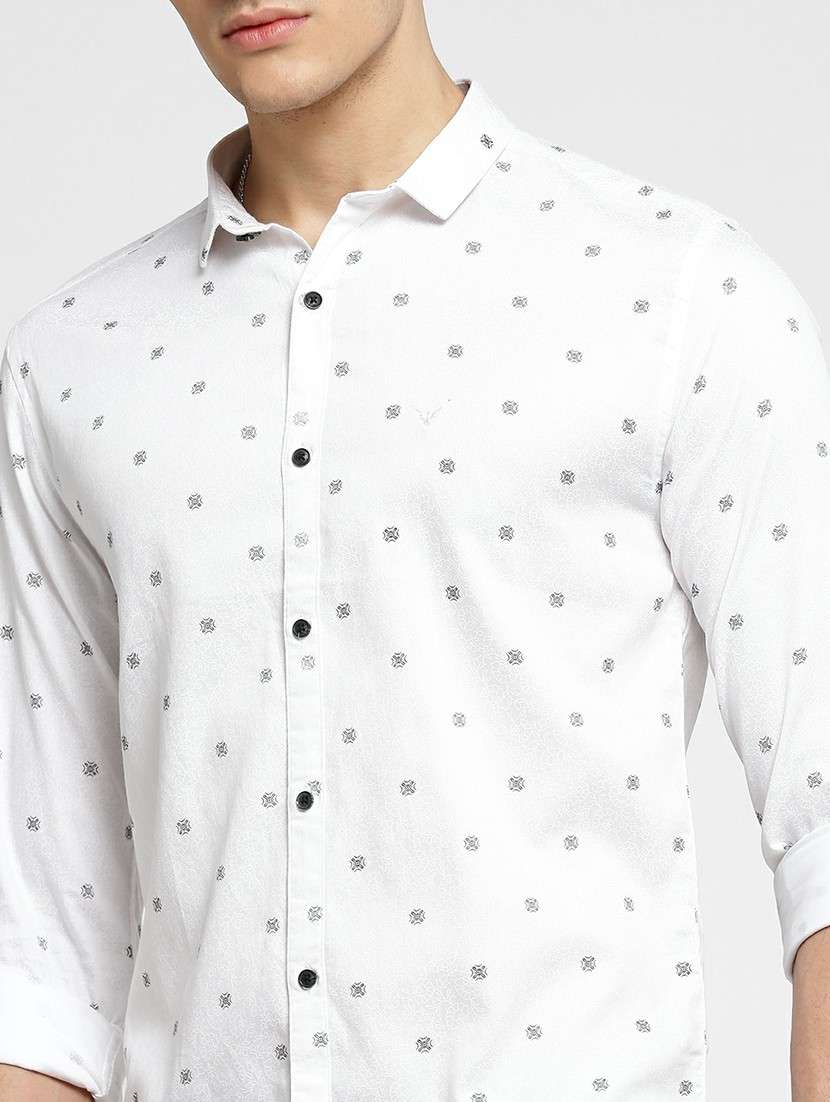 white cotton blend casual shirt - 20598772 - Standard Image - 5