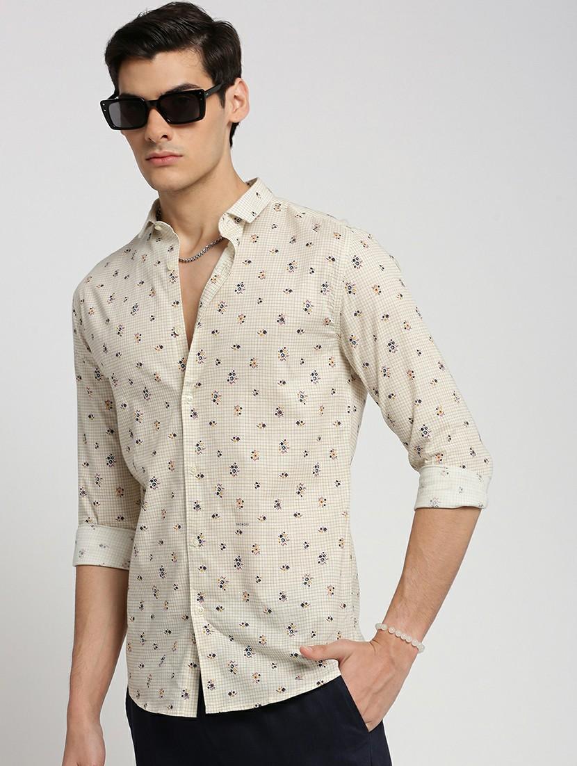 white cotton blend casual shirt - 20598773 - Standard Image - 3