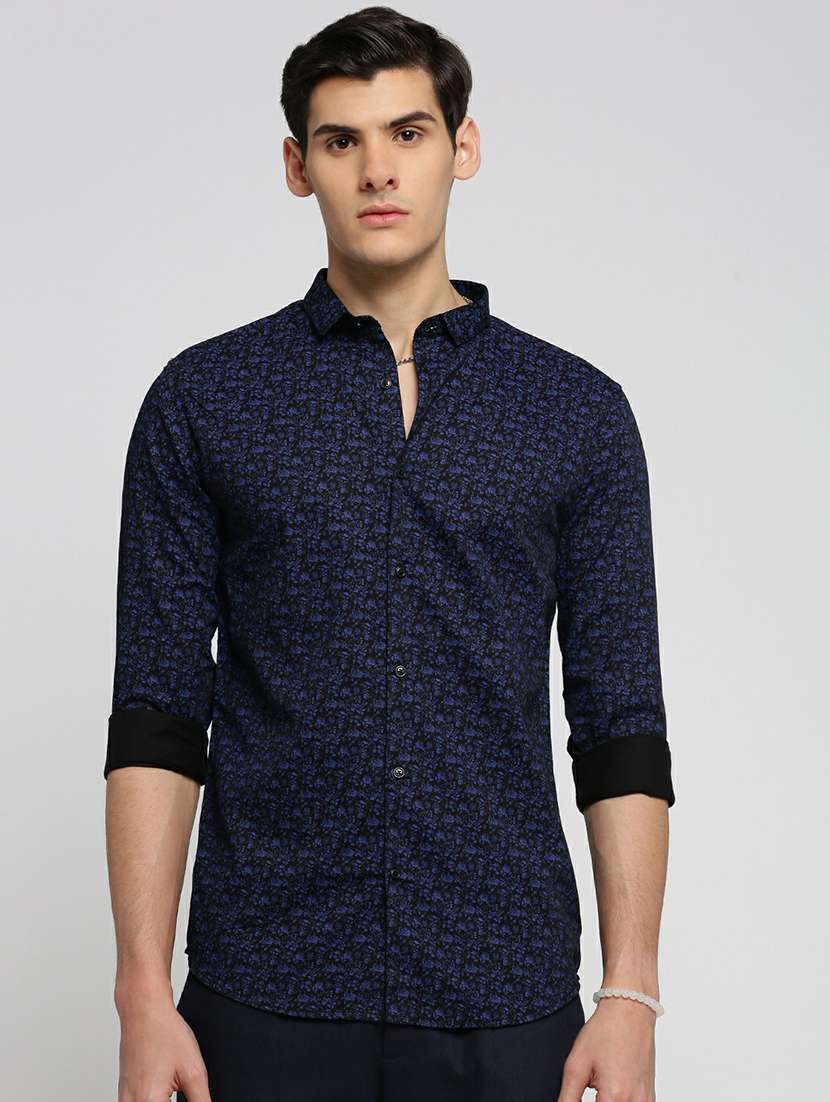 black cotton blend casual shirt - 20598777 - Zoom Image - 0